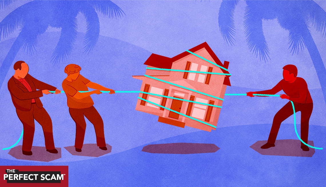Website graphic People playing tug of war on a house