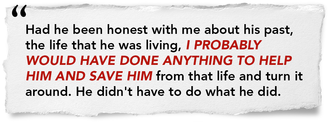 Quote graphic from the perfect scam podcast
