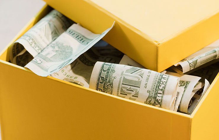 Yellow box full of money. Savings vehicles you probably aren't taking advantage of.