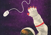 illustration of astronaut and computer mouse