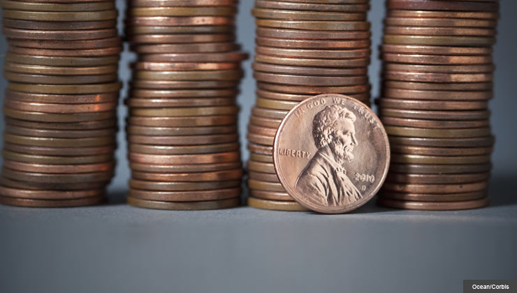 Piles of pennies--AARP Scam Alert on risks of online penny auctions