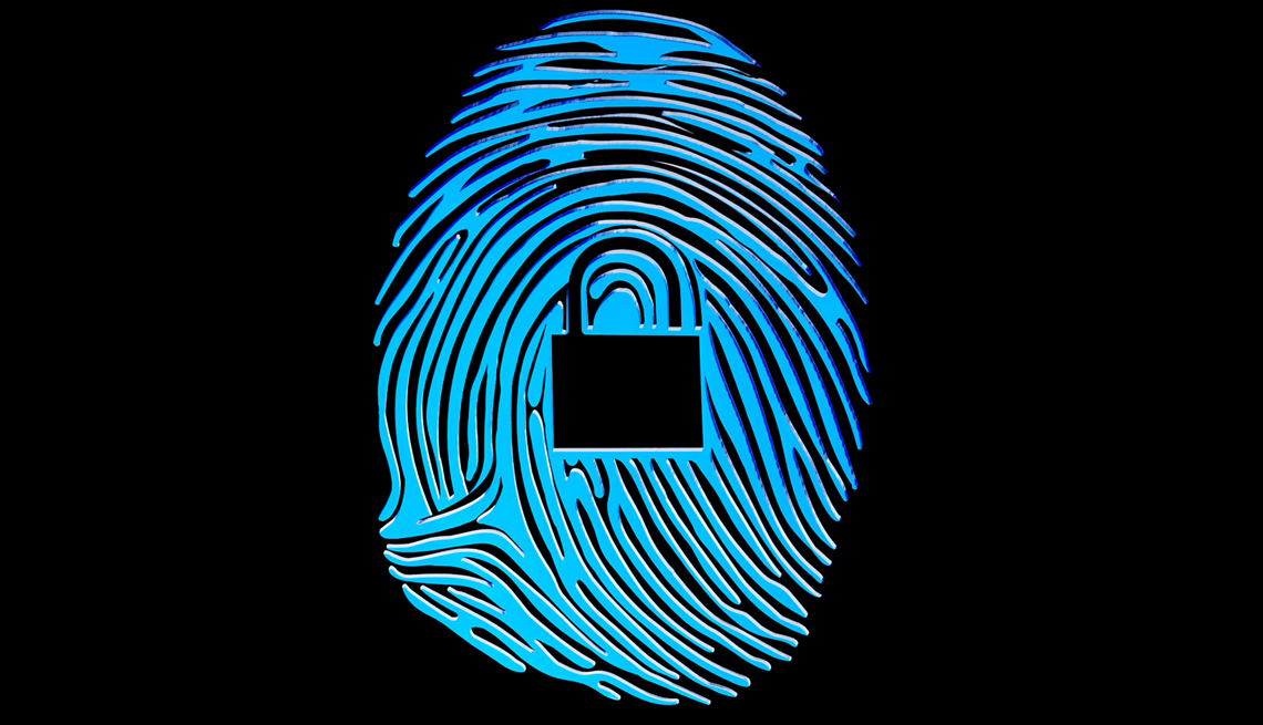 fingerprint icon with a lock icon to show protection