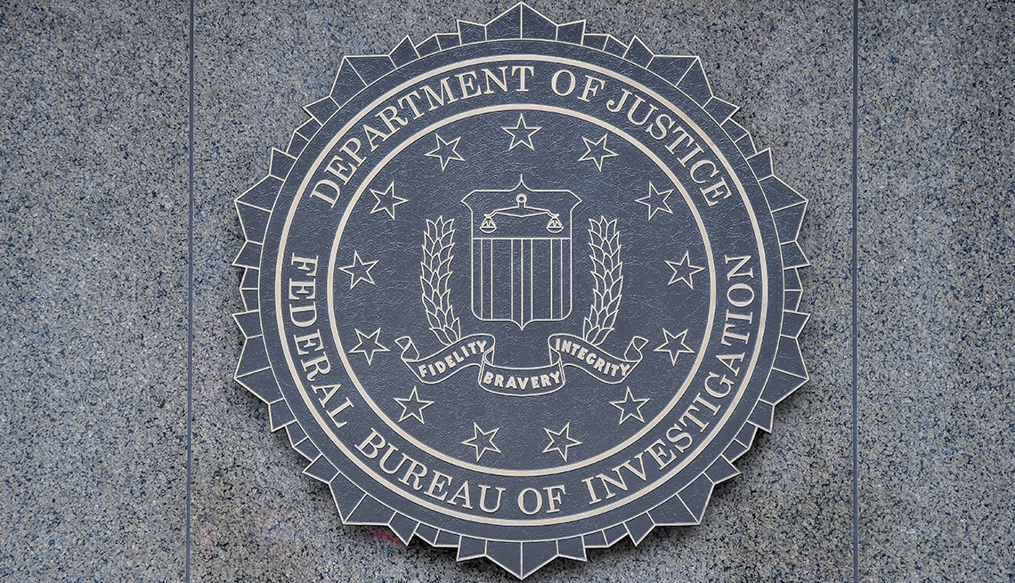 Close-up of the seal of the Federal Bureau of Investigation (FBI) of the wall of J Edgar Hoover FBI Building, Washington DC, January 21, 2017. (Photo by Mark Reinstein/Corbis via Getty Images)