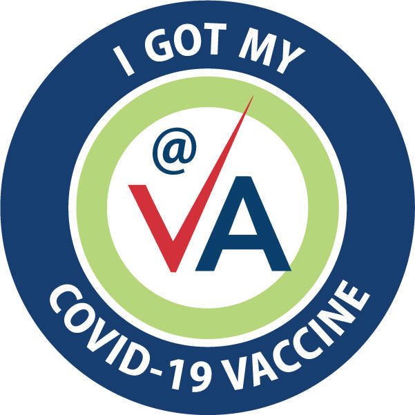 Calcomanía que usa la VA para ponerle a las personas que reciben la vacuna contra la COVID