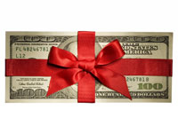 $100 in red bow-Tax cuts for 2011