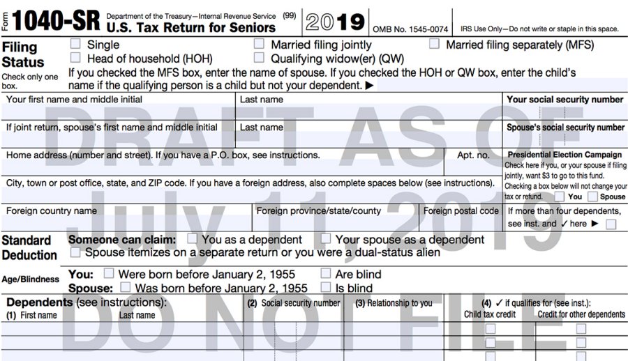 Irs Unveils New 1040 Sr Tax Form