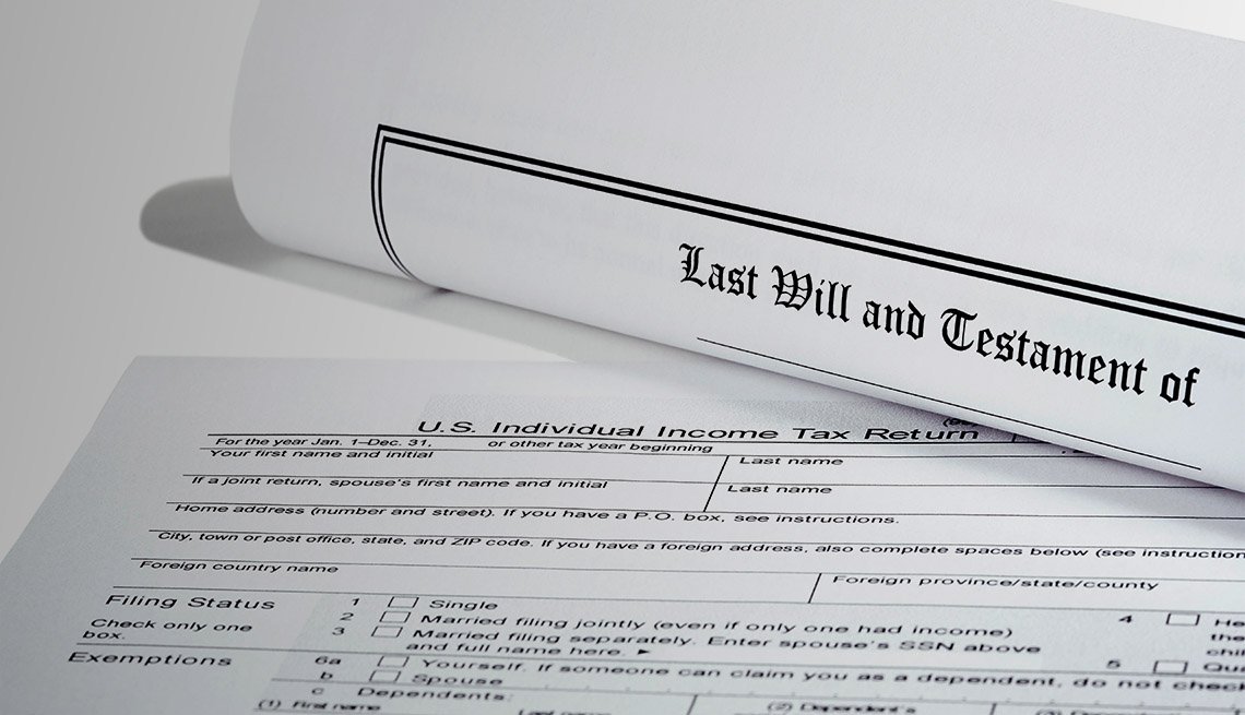 Last Will and Testament rolled up with IRS 1040 tax return