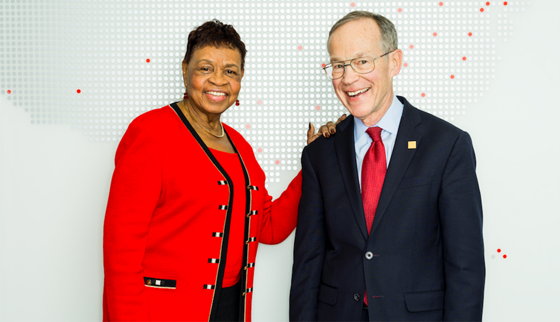 Eric Schneidewind and Alicia Georges at AARP headquarters