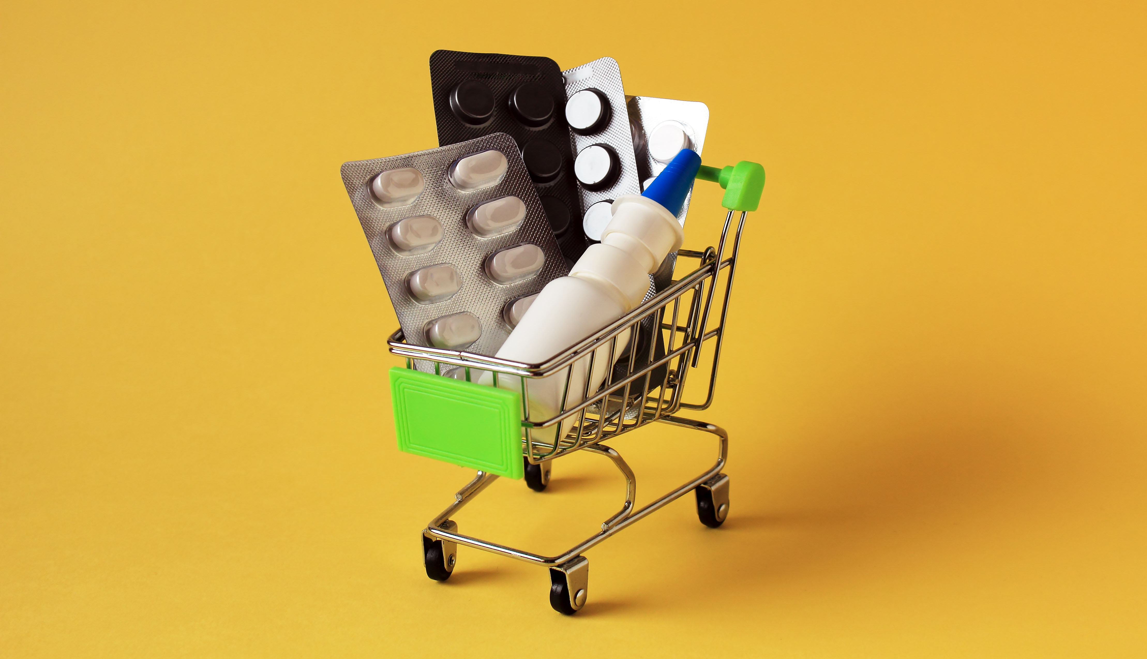 Prescription drugs in shopping cart