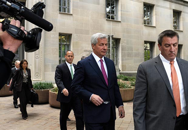 JPMorgan Chase Chairman, President and CEO Jamie Dimon, leaves the Justice Department in Washington, D.C. (Susan Walsh/AP)
