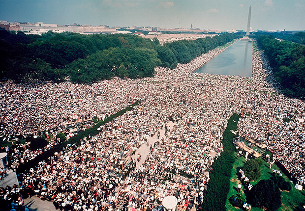 Overhead view of the massive crowd assembled on the Mall during the civil rights March on Washington for Jobs and Freedom, Washington DC, August 28, 1963., Golden Jubilee of the 1964 Civil Rights Act