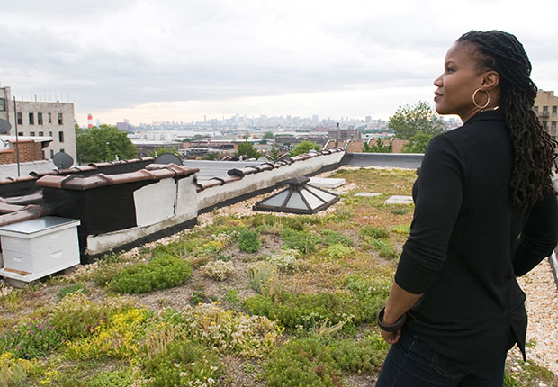 Environmentalist Majora Carter on her green roof  in the South Bronx