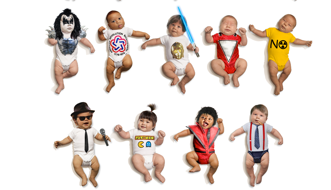 Babies dressed as pop cultural icons, Last Baby Boomers, turn 50