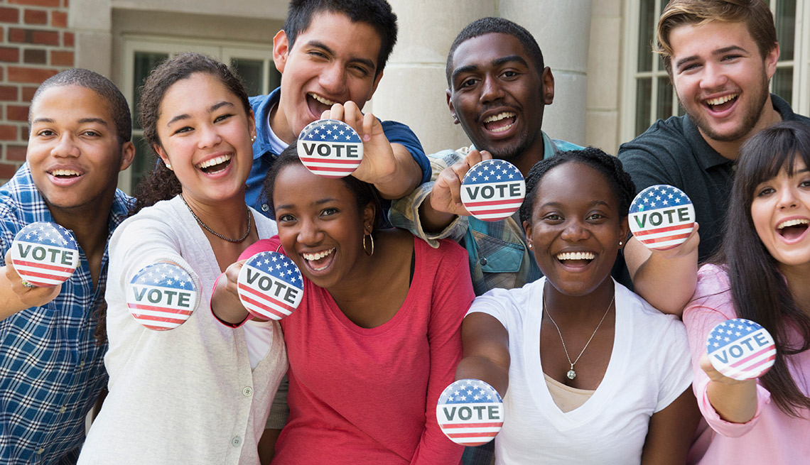 young people with Vote buttons, Voting Rights Act of 1965