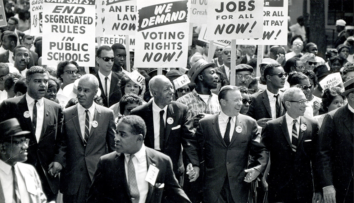 Manifestación a favor de los derechos civiles en 1965