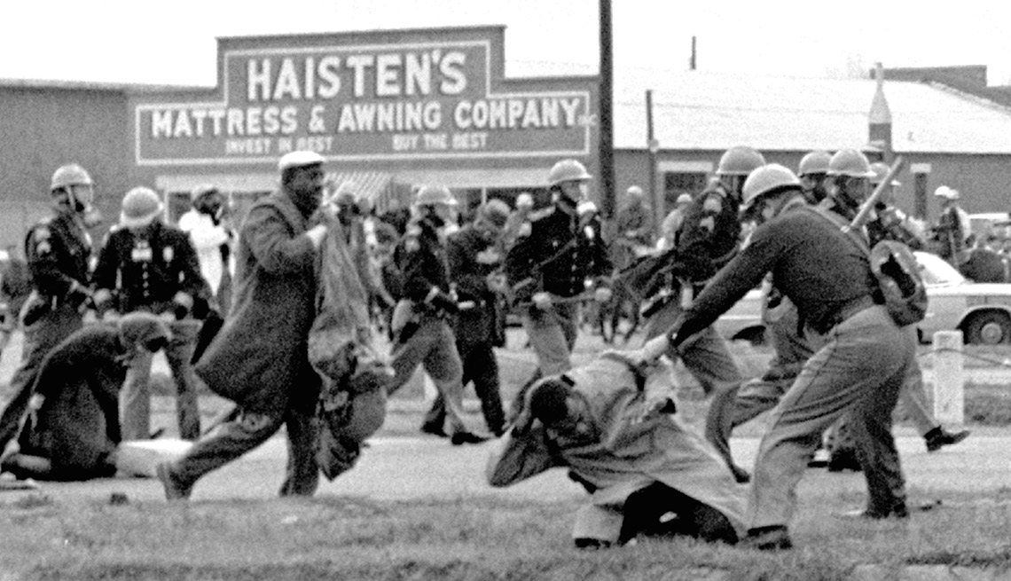 Voting Rights Act of 1965, state troopers attack peaceful marchers, Selma, Ala., March 7, 1965, 