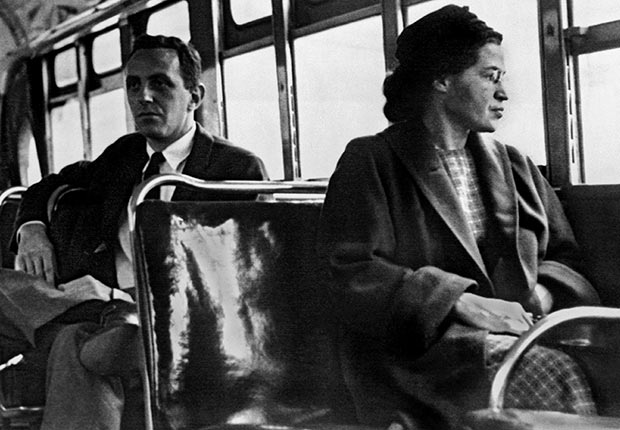 Rosa Parks sitting on the bus