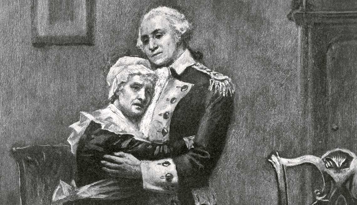 George Washington and His Mother, Mary Ball Washington Embracing  