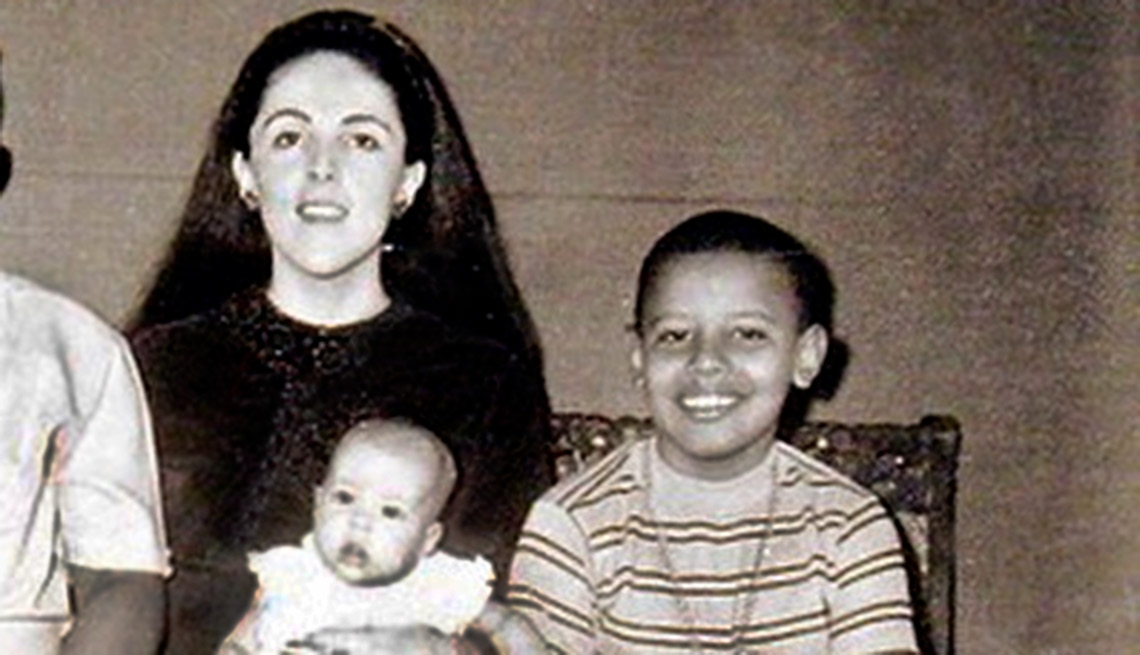 Barack Obama, at age 9, with mother Ann Dunham