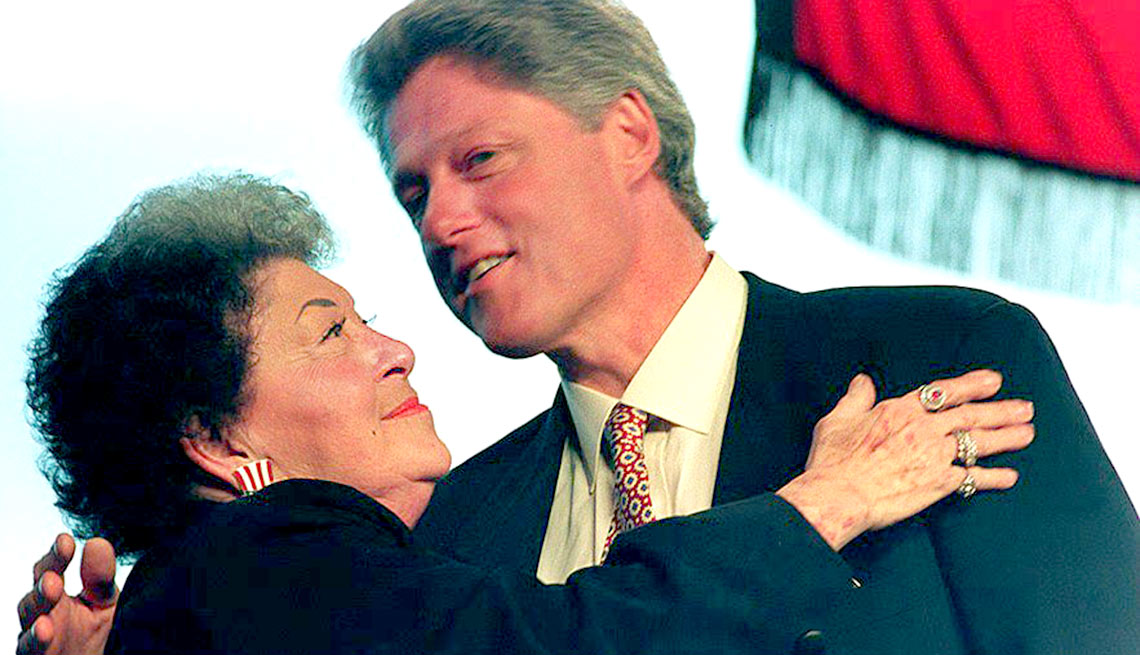 shows U.S. President-elect Bill Clinton with his mother, Virginia Kelley