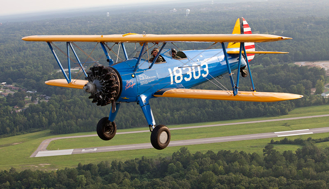 open-cockpit Stearman biplane was used at Alabama’s Tuskegee Institute 