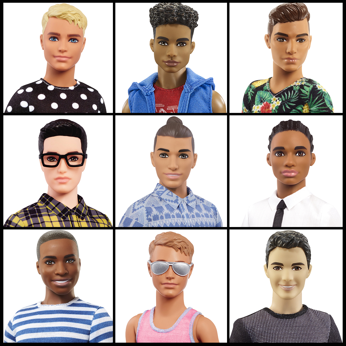 Faces of the Mattel 2017 Ken Fashionistas Dolls