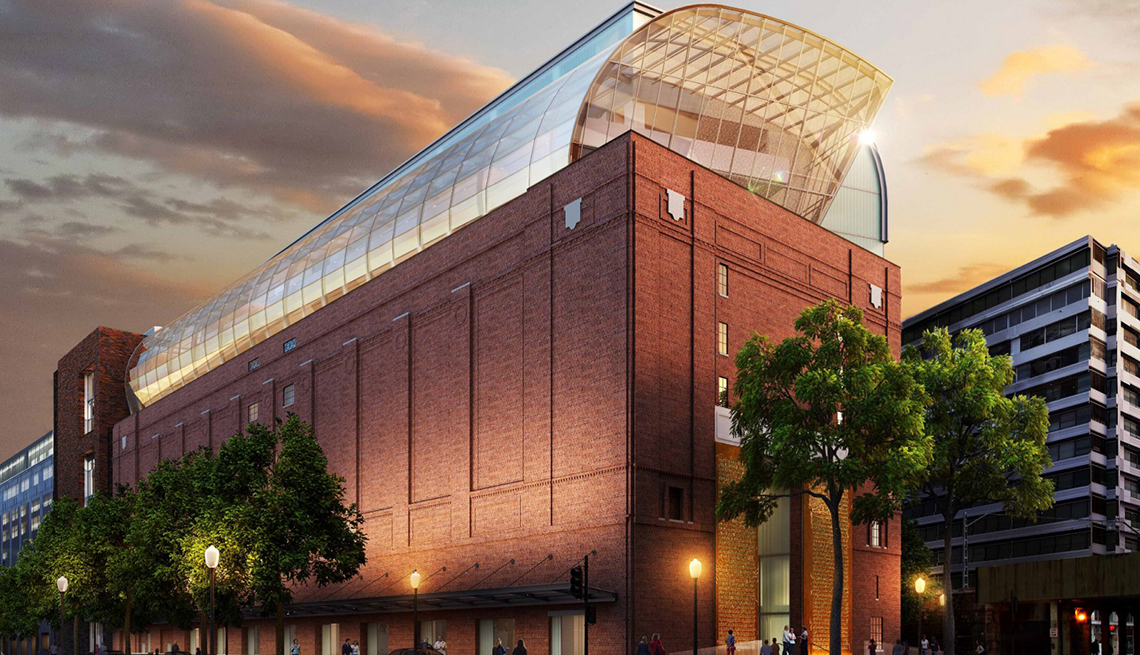 Exterior rendering of the eight-story, 430,000-square-foot Museum of the Bible. 