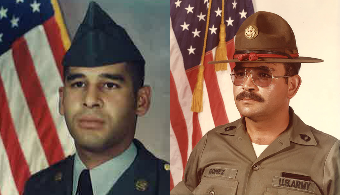 Gumersindo Gomez, right, in 1983, and his son Giovanni, left, in 1989, both served in the Army.