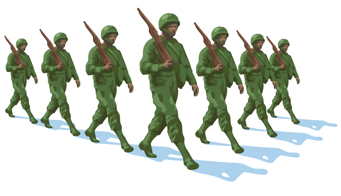 illustration of a formation  of soldiers