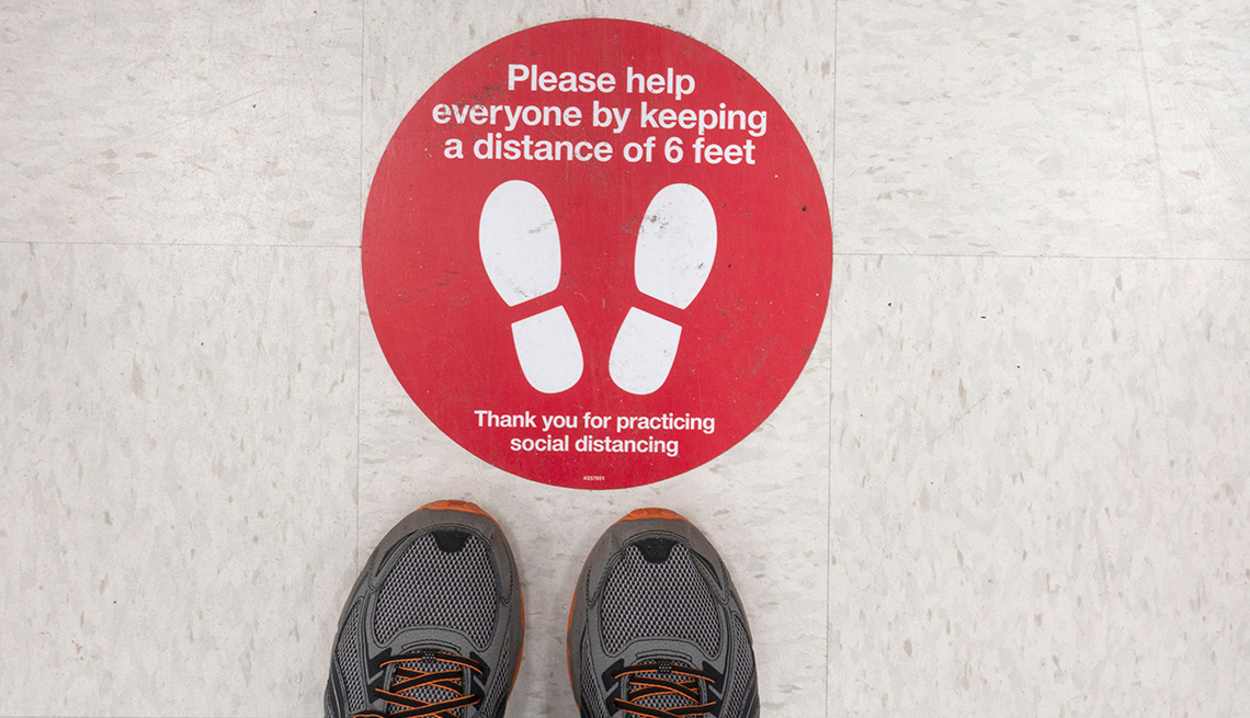 item 5 of Gallery image - social distancing floor sign in a retail store