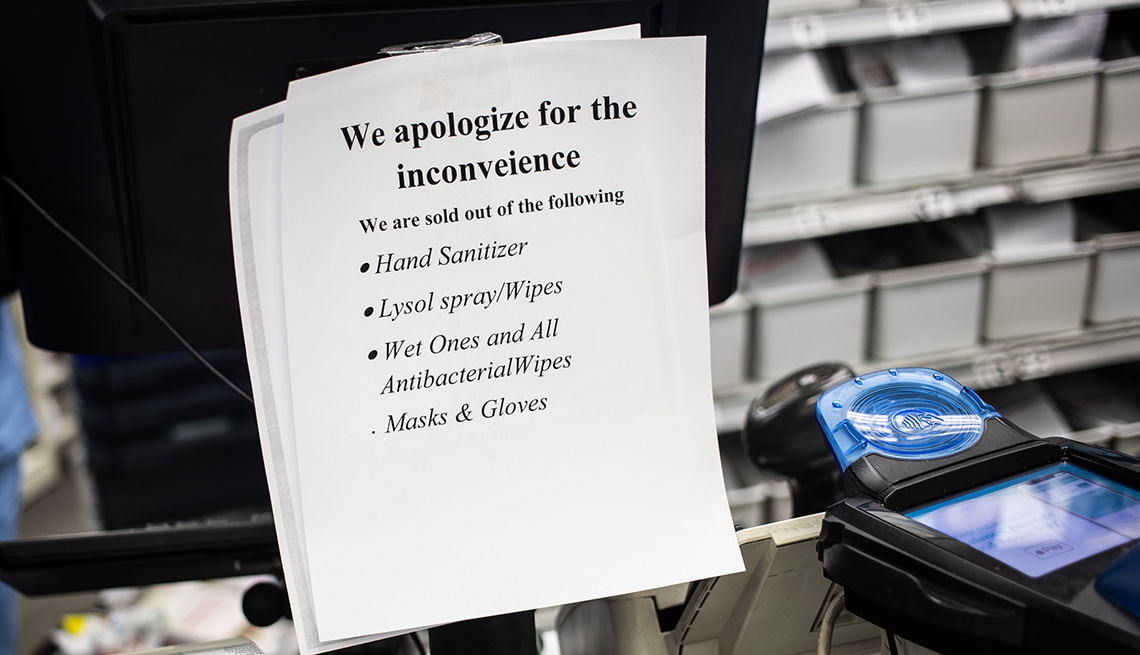 item 1 of Gallery image - Letreros pegados a una caja registradora en una tienda que muestra los productos que están agotados