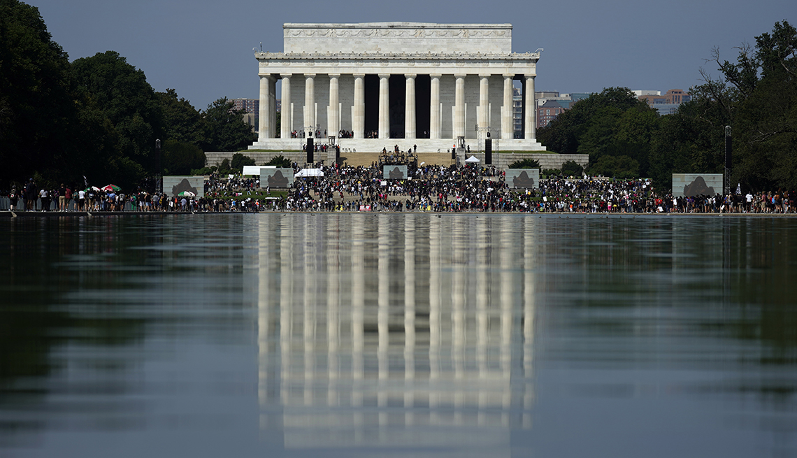item 1 of Gallery image - The lincoln memorial with a crowd around it