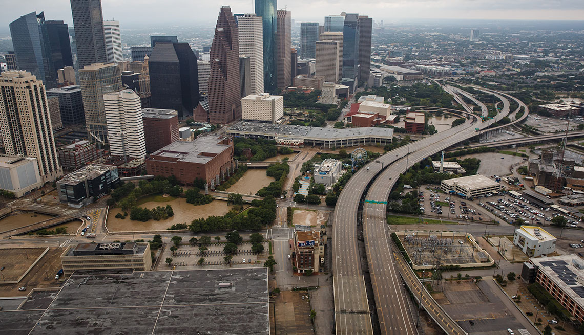 item 2 of Gallery image - an aerial view of downtown houston texas flooded by hurricane harvey