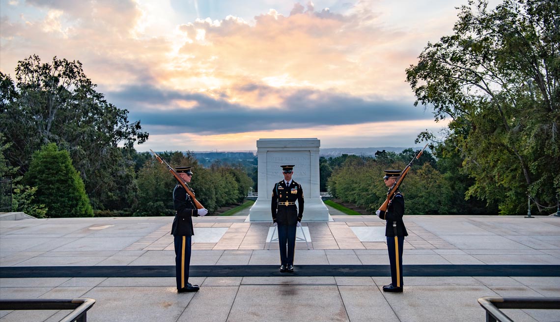 item 8 of Gallery image - tomb guards perform the changing of the guard at the tomb of the unknown soldier at arlington national cemetary two thousand twenty one