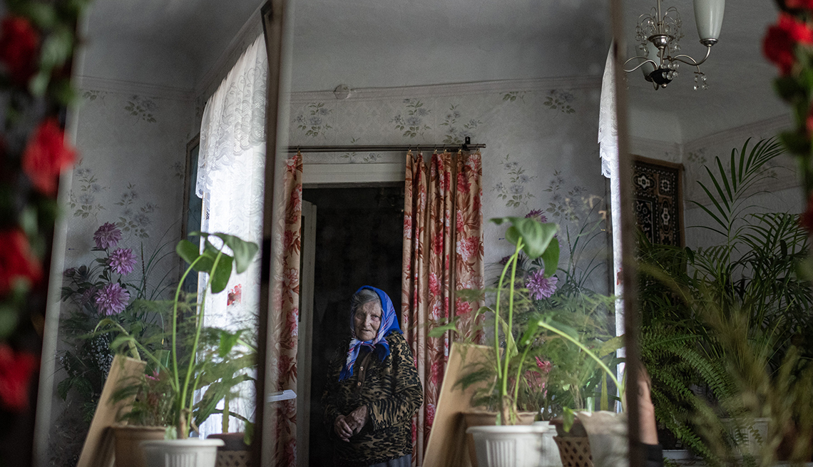 Halyna Lupinos, 87, in her beloved   home in Orikhiv 