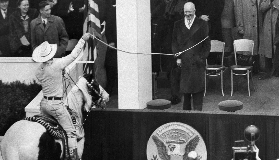 memorable inauguration moments - Dwight D. Eisenhower was lassoed by Montie Montana