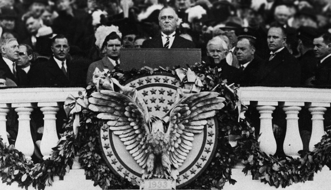 Franklin D. Roosevelt durante su juramentación como presidente