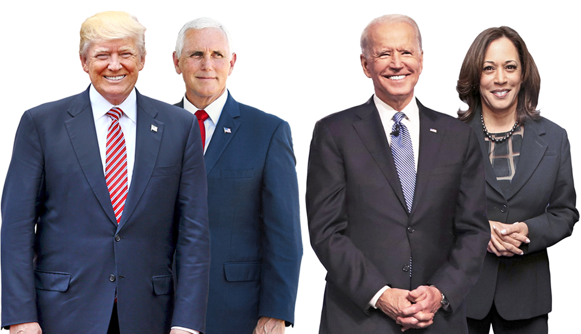 De izquierda a derecha Donald Trump, Mike Pence, Joe Bden y Kamala Harris