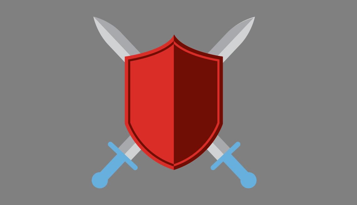 Illustration of a shield and two swords