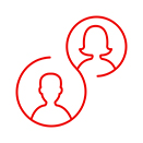 A man and woman inside circles icon