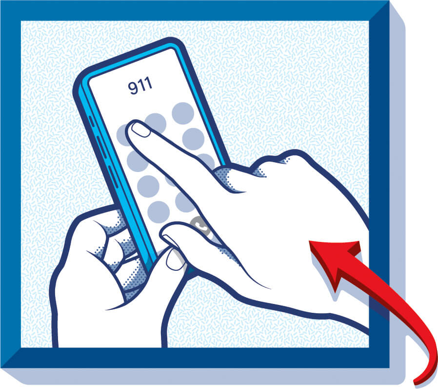 Illustration of a phone calling 911