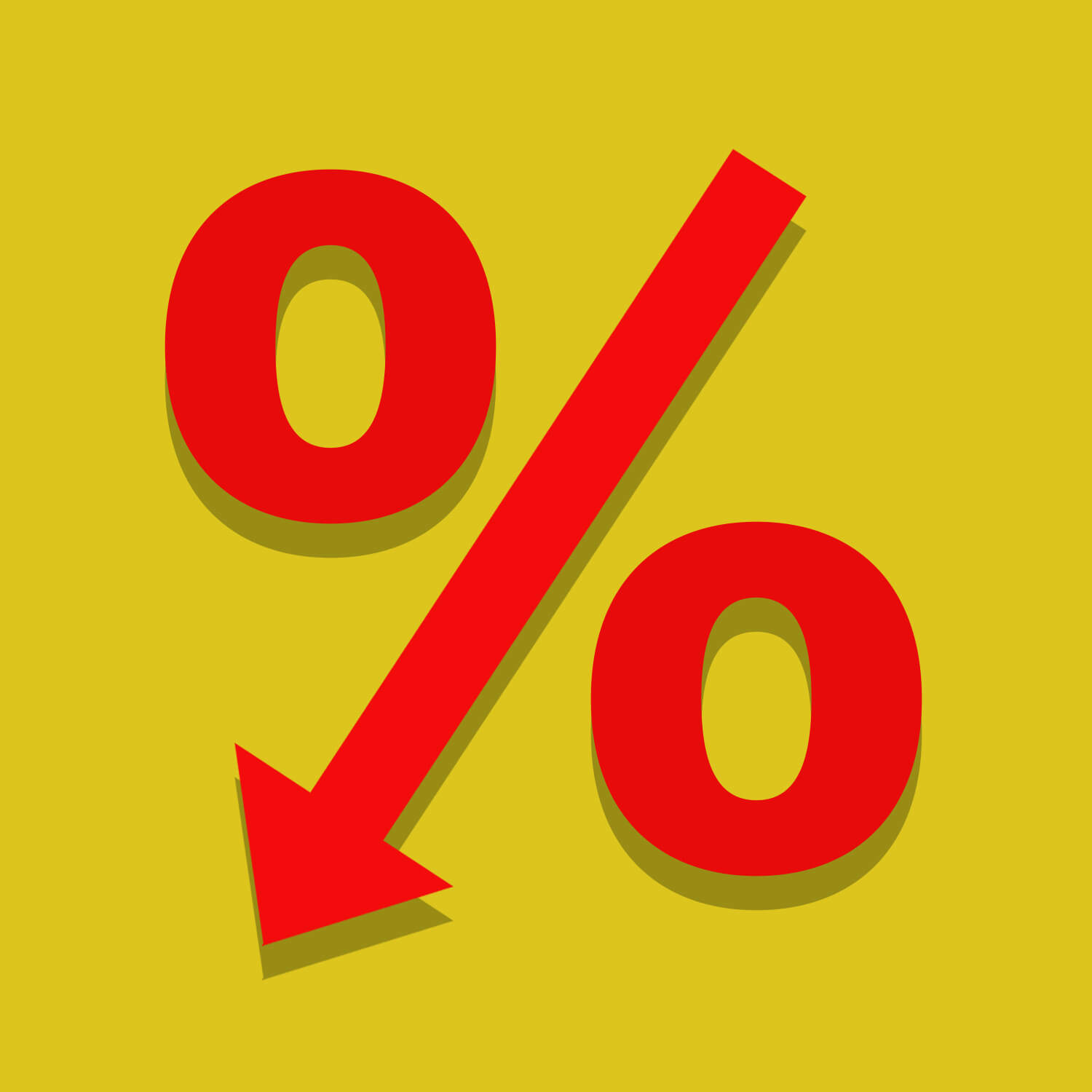 Icon of percentage symbol with a downward arrow in the middle
