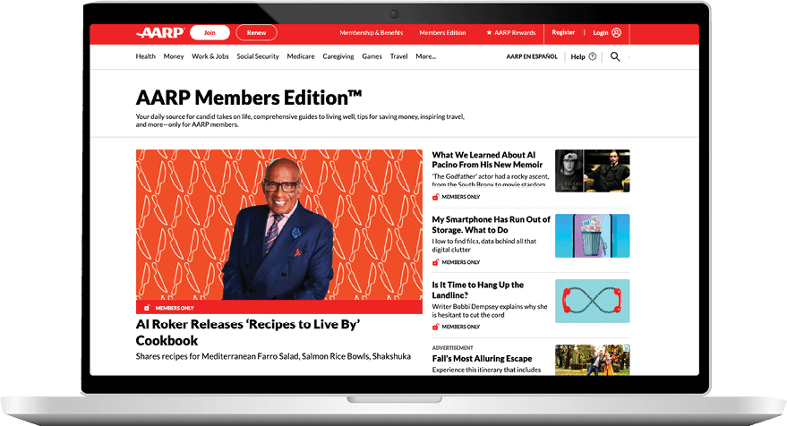 Laptop with AARP Members Edition on screen