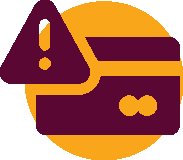Icon of a credit card and warning symbol