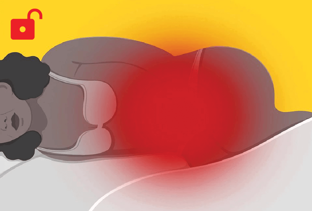 Illustration of a woman lying down in pain