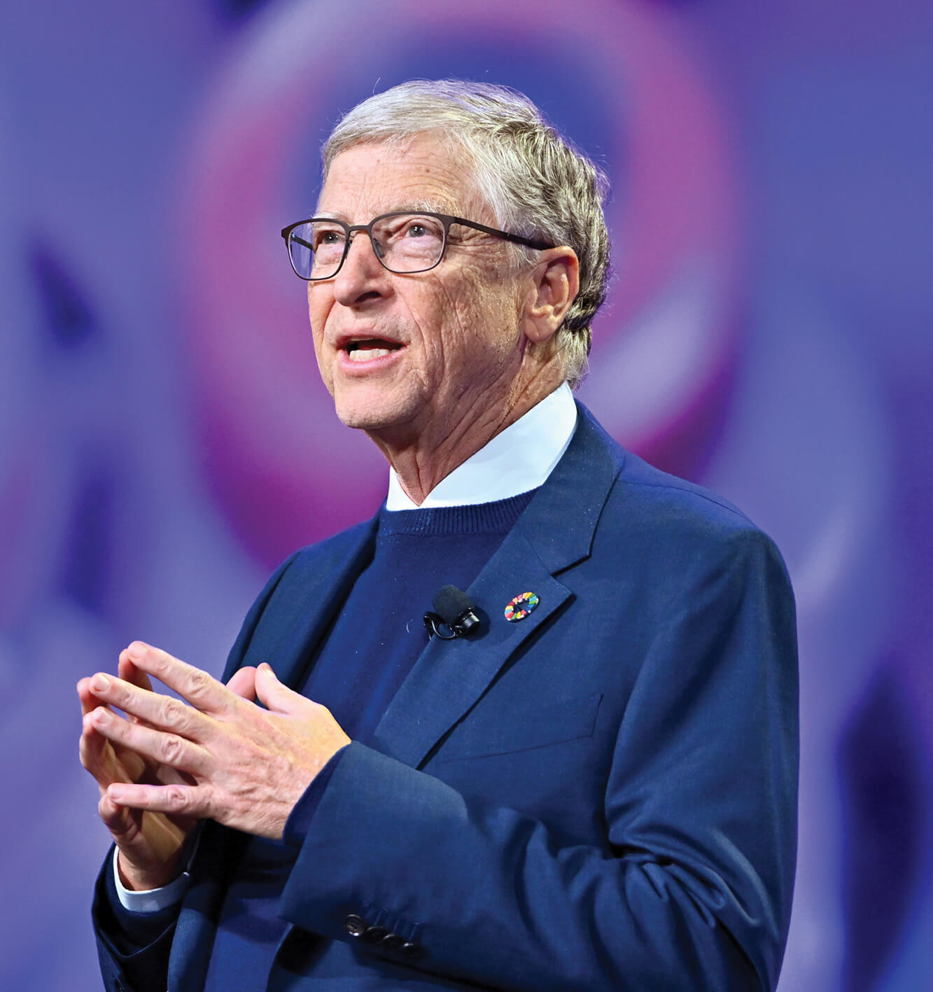 Photo of Bill Gates at a speaking engagement