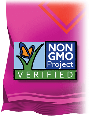 Illustration of a snack bag with a Non GMO Project Verified logo
