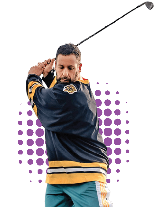 Image of Adam Sandler playing golf