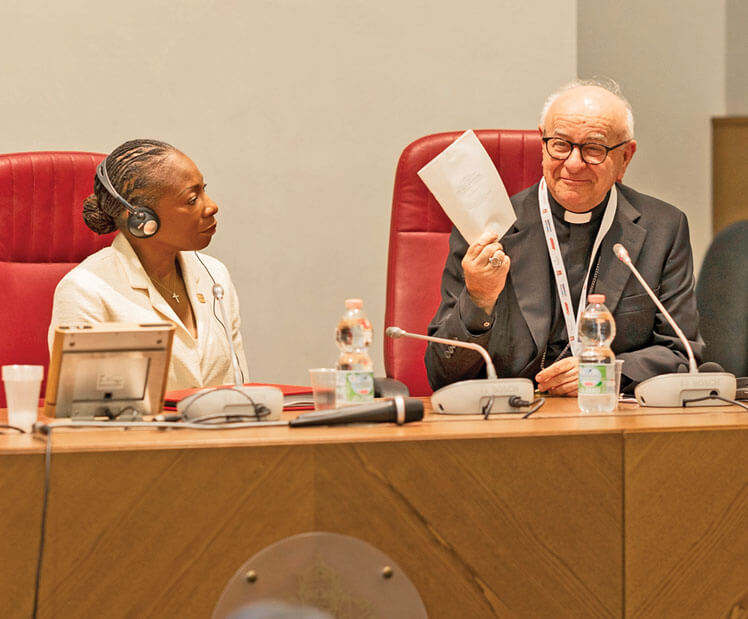 2 people at a hearing