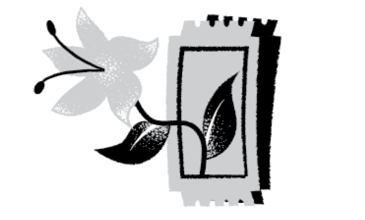 Illustration of a ticket with a flower growing out of it